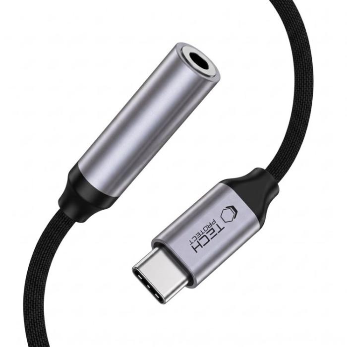 Tech-Protect - Tech-Protect Mini Jack 3.5mm Till USB-C Kabel Adapter Ultraboost - Grå