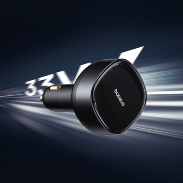 BASEUS - Baseus Billaddare Enjoyment Retractable 2-in-1 33W med USB-C - Svart