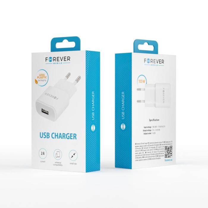 Forever - Forever Väggladdare 1x USB 2A TC-01 - Vit