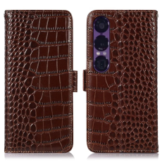 A-One Brand - Sony Xperia 1 VII Plånboksfodral Crocodile Texture - Brun