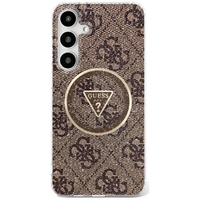 Guess - Guess Galaxy S25 Mobilskal MagSafe 4G Glitter Triangle Buttons - Brun