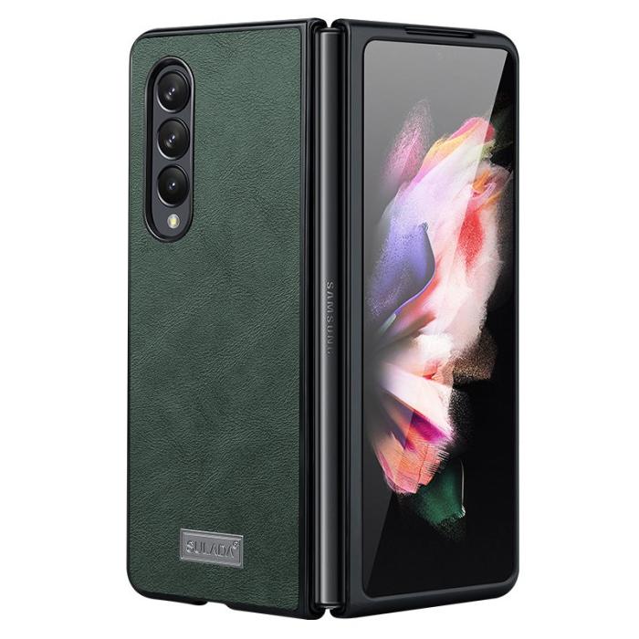 SULADA - SULADA Skyddsfodral KonstLäder Samsung Galaxy Z Fold 3 5G - Grön