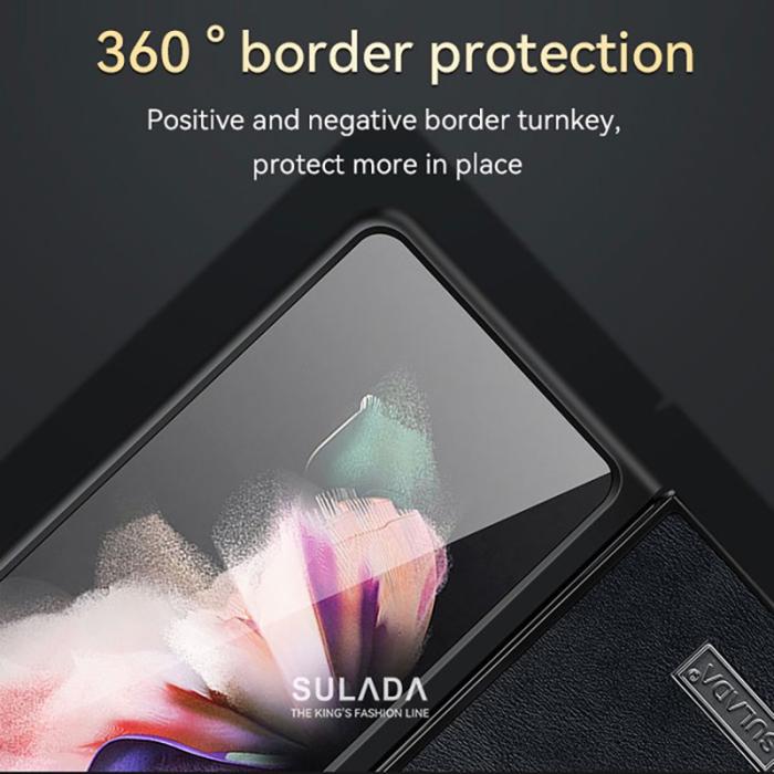SULADA - SULADA Skyddsfodral KonstLäder Samsung Galaxy Z Fold 3 5G - Grön