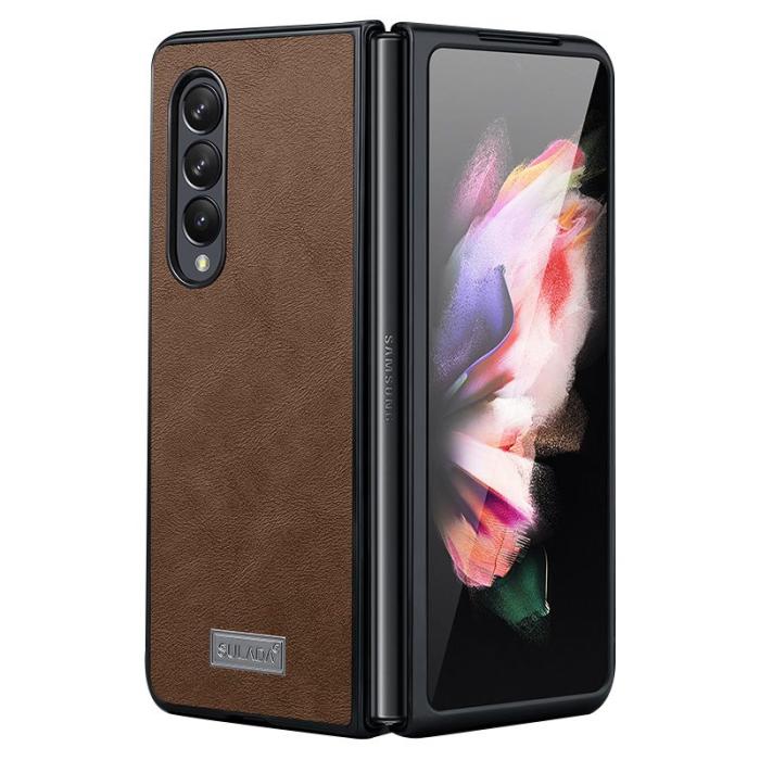 SULADA - SULADA Skyddsfodral KonstLäder Samsung Galaxy Z Fold 3 5G - Brun