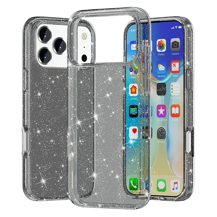 iPhone 17 Pro Max Mobilskal Glittrande Puderglitter - Svart | 2353 | AlltMobil
