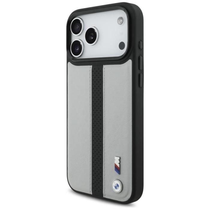 BMW - BMW iPhone 17 Pro Max Mobilskal MagSafe M Perforated Stripe Logo - Grå