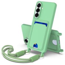 OEM - Mobilskal f&ouml;r Samsung Galaxy S26 Plus Flytande silikon med kortfack - Gr&ouml;n