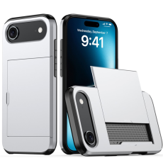 Amorus - AMORUS iPhone Air Mobilskal Med Glidande Korthållare - Silver