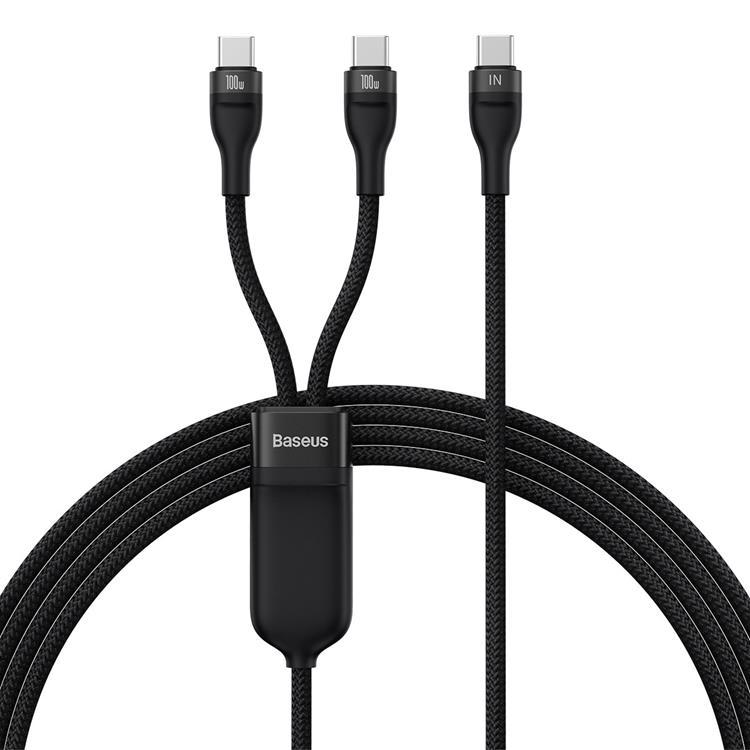 Baseus 2in1 USB-C till 2xUSB-C kabel 100W 1.5m - Svart | 3541 | AlltMobil