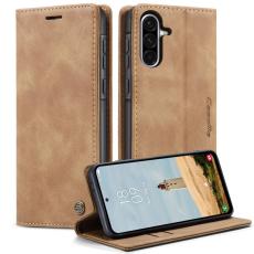 Caseme - CASEME 013 Series Konstl&auml;der Pl&aring;nboksfodral f&ouml;r Samsung Galaxy A36 5G - Brun