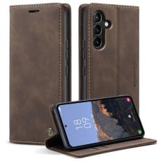 Caseme - CASEME 013 Series Konstl&auml;der Pl&aring;nboksfodral f&ouml;r Samsung Galaxy A54 5G - Brun