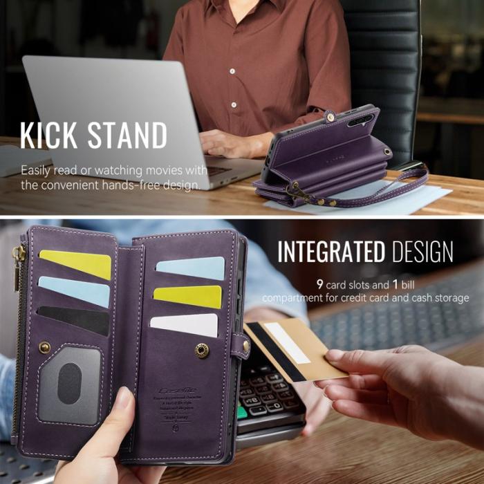 Caseme - CASEME Konstläder Plånboksfodral för Samsung Galaxy A17 5G/4G Lila