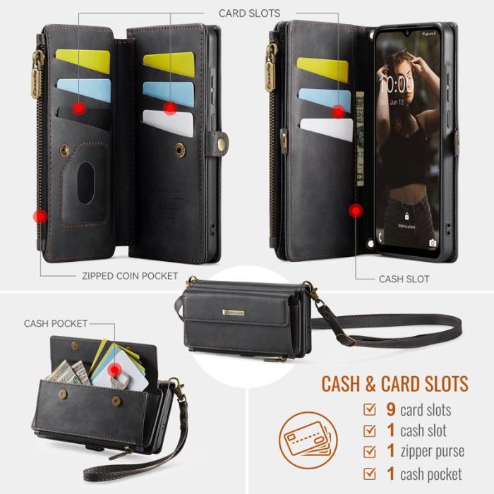 Caseme - CASEME Konstläder Plånboksfodral för Samsung Galaxy A17 5G/4G - Svart