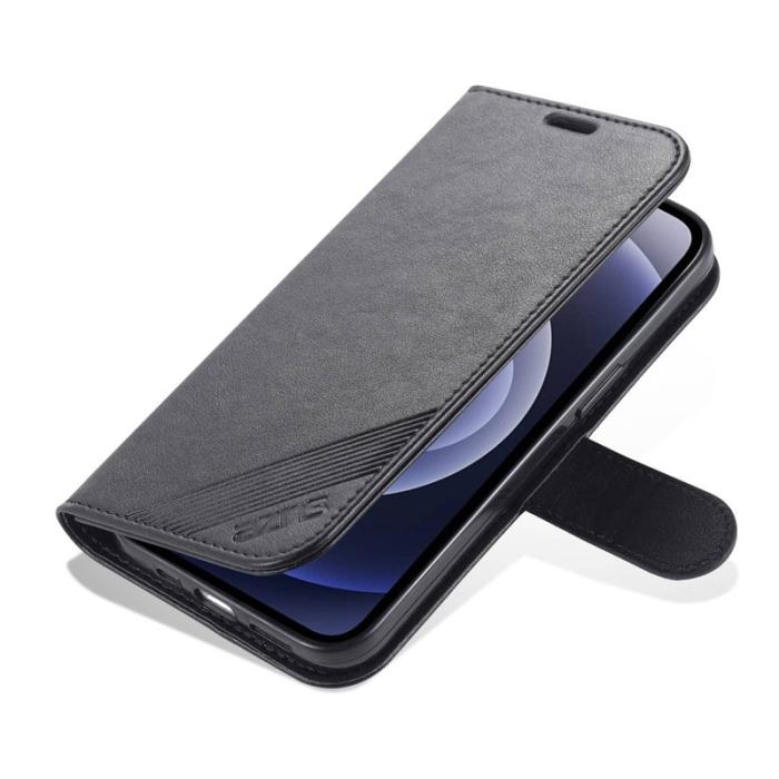 AZNS - AZNS iPhone 14 Plus Plånboksfodral i Konstläder - Svart - Stöttålig Flip Wallet