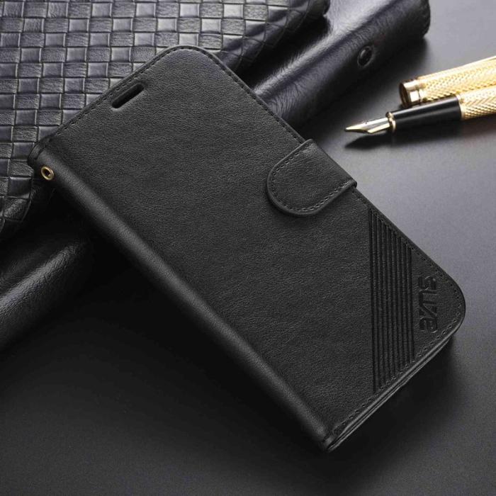 AZNS - AZNS iPhone 14 Plus Plånboksfodral i Konstläder - Svart - Stöttålig Flip Wallet