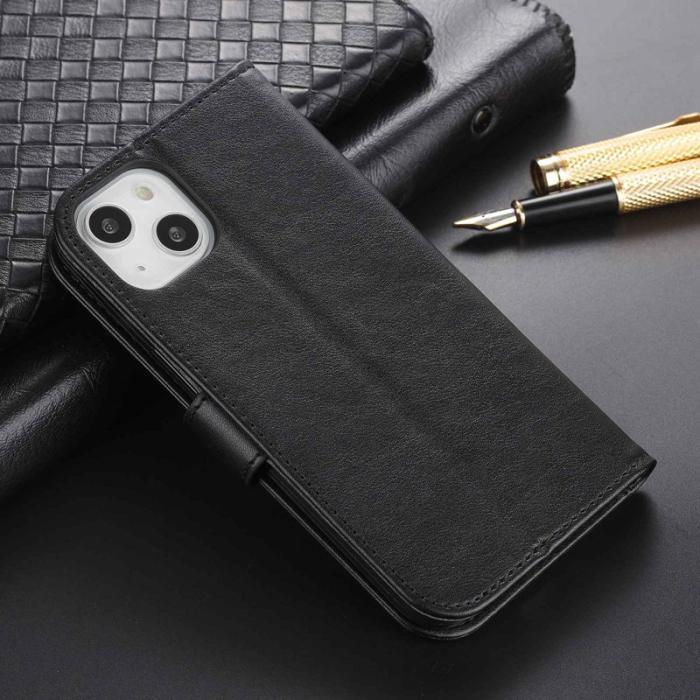 AZNS - AZNS iPhone 14 Plus Plånboksfodral i Konstläder - Svart - Stöttålig Flip Wallet
