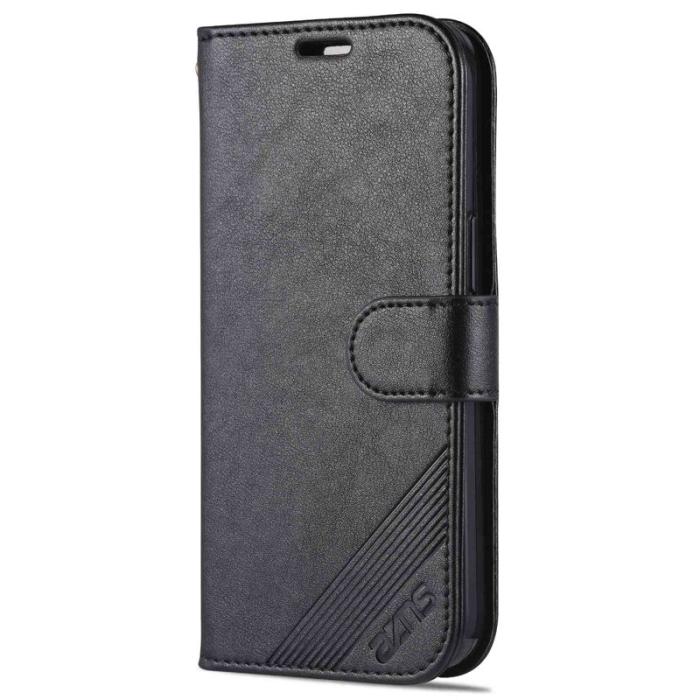 AZNS - AZNS iPhone 14 Plus Plånboksfodral i Konstläder - Svart - Stöttålig Flip Wallet