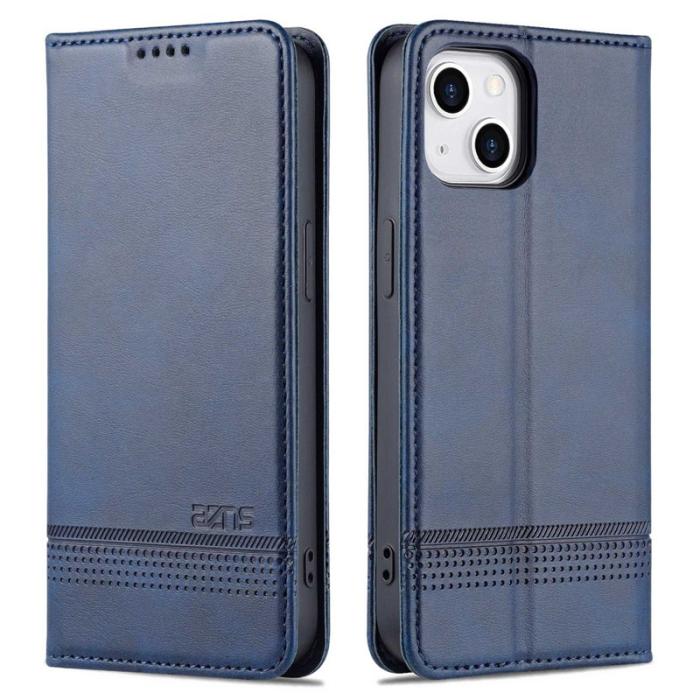 AZNS - AZNS iPhone 14 Plus Plånboksfodral Konstläder - Drop-proof - Blå