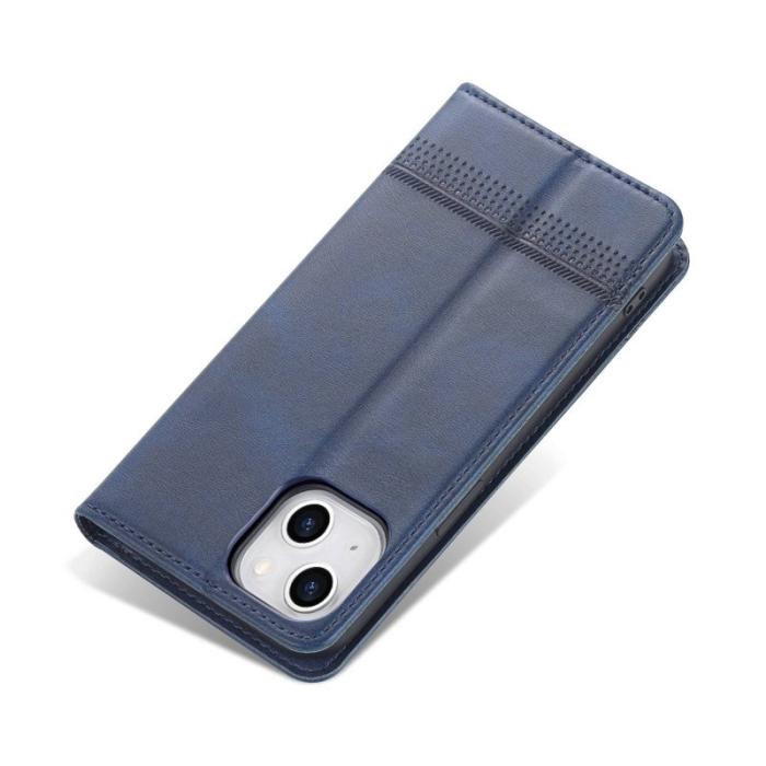 AZNS - AZNS iPhone 14 Plus Plånboksfodral Konstläder - Drop-proof - Blå