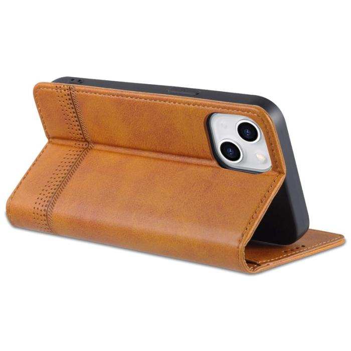 AZNS - AZNS iPhone 14 Plus Plånboksfodral Konstläder - Drop-proof - Brun