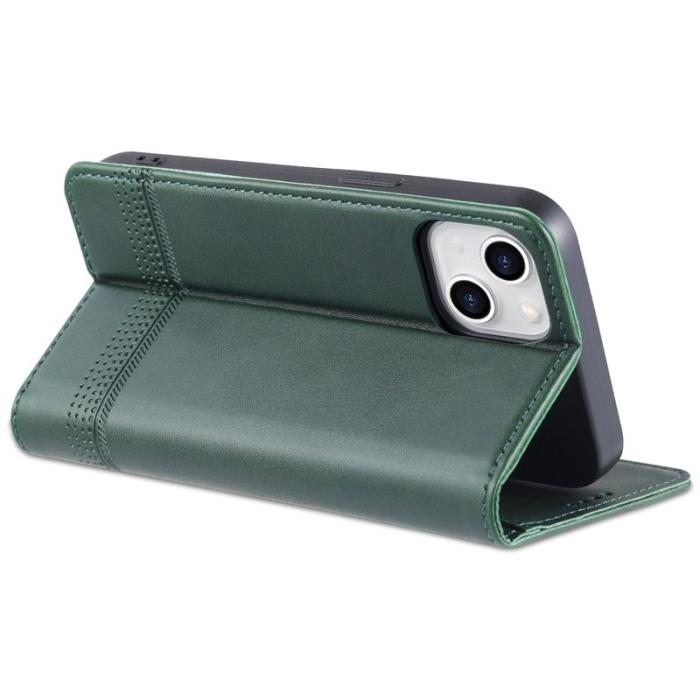AZNS - AZNS iPhone 14 Plus Plånboksfodral Konstläder - Drop-proof - Grön