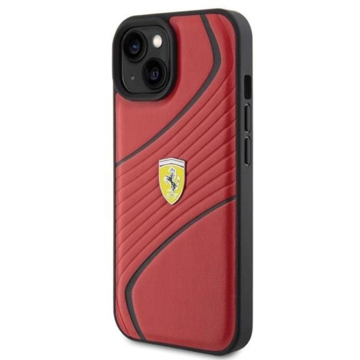 Ferrari - Ferrari iPhone 15 Mobilskal Twist Metal Logo - Röd