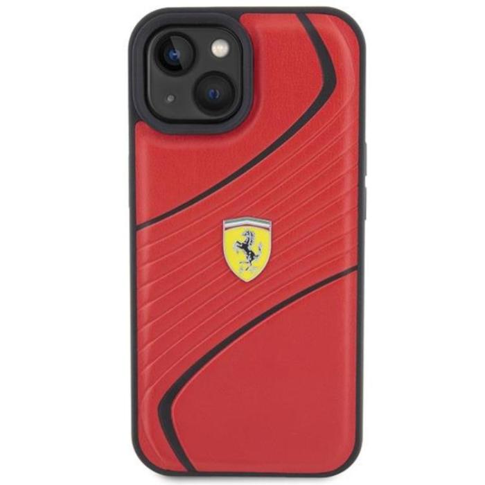 Ferrari - Ferrari iPhone 15 Mobilskal Twist Metal Logo - Röd