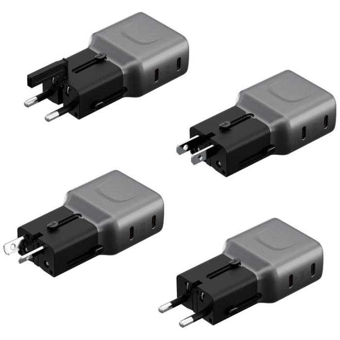 ENERGEA - Energea Snabbladdare 45W 2xUSB-C TravelGo - Grafitsvart