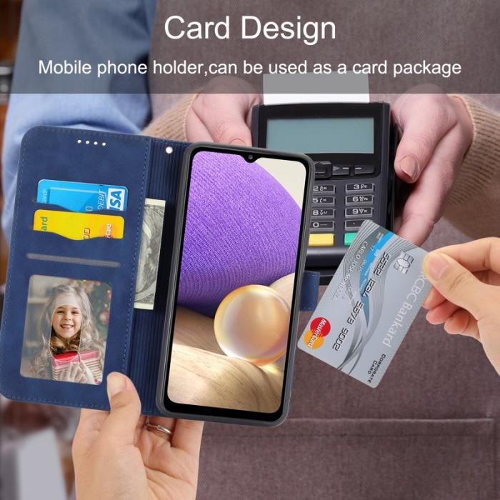 DIERFENG - DIERFENG DF-03 Plånboksfodral för Samsung Galaxy A32 5G - Konstläder - Blå