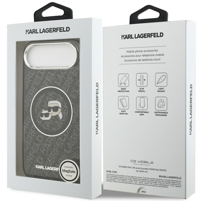 KARL LAGERFELD - Karl Lagerfeld iPhone Air Mobilskal Magsafe Glitter Karl Och Choupette Heads