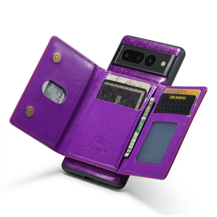 DG.MING - DG.MING M3 Series Konstläder Plånboksfodral för Google Pixel 7 Pro 5G Lila