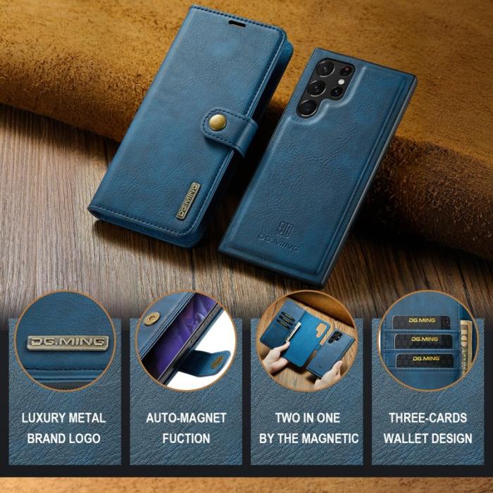 DG.MING - DG.MING Samsung Galaxy S24 Ultra Plånboksfodral Äkta läder Blå