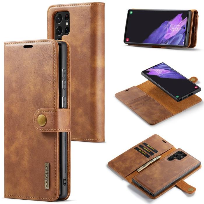 DG.MING - DG.MING Samsung Galaxy S24 Ultra Plånboksfodral Äkta läder Brun