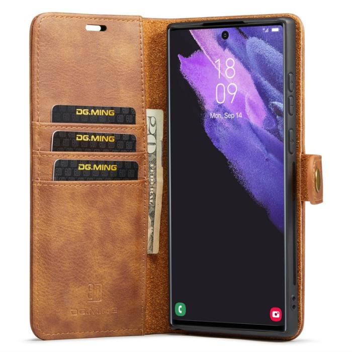DG.MING - DG.MING Samsung Galaxy S24 Ultra Plånboksfodral Äkta läder Brun