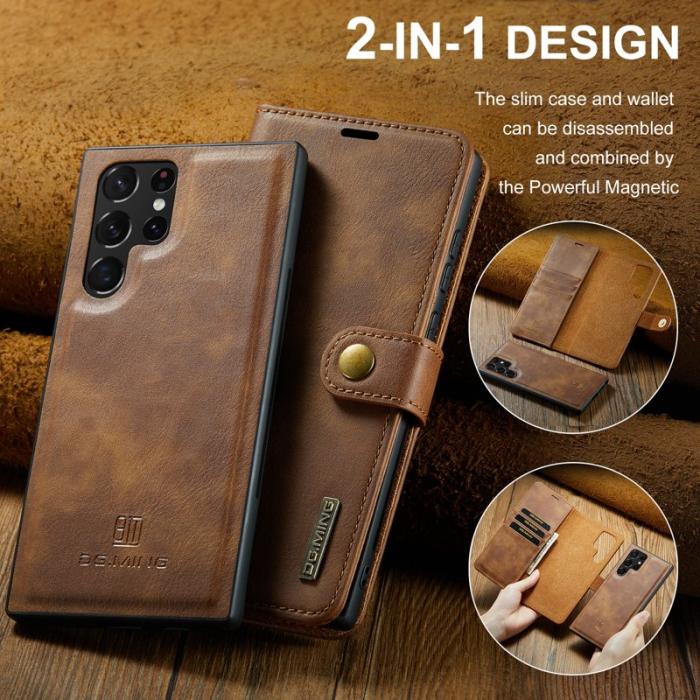 DG.MING - DG.MING Samsung Galaxy S24 Ultra Plånboksfodral Äkta läder Brun