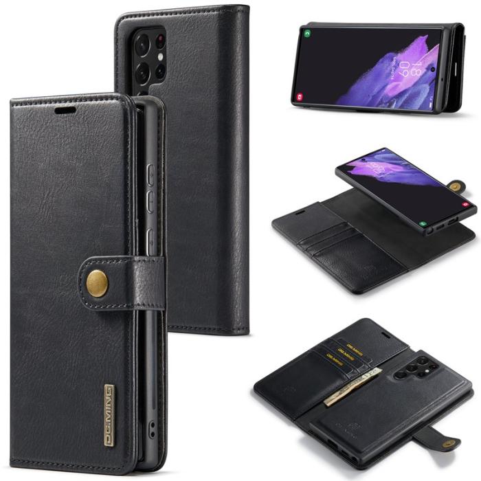 DG.MING - DG.MING Samsung Galaxy S24 Ultra Plånboksfodral Äkta läder Svart