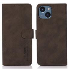 KHAZNEH - KHAZNEH iPhone 15 Pl&aring;nboksfodral Anti-Dust TextuR&ouml;d Konstl&auml;der - Brun