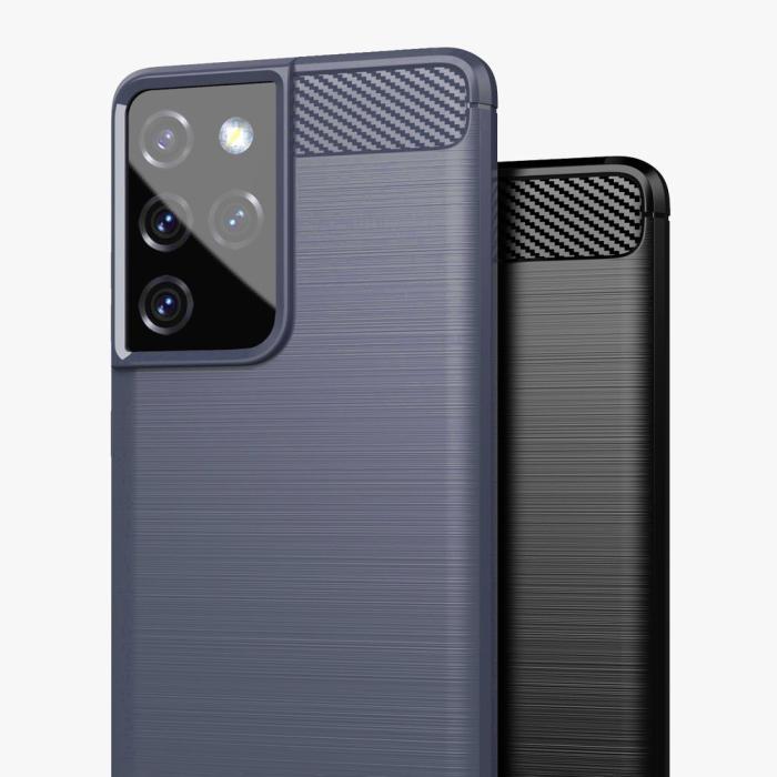 OEM - Carbon Flexible TPU skal till Samsung Galaxy S21 Ultra 5G - Blå