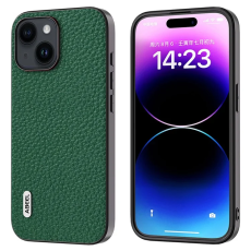 ABEEL - ABEEL iPhone 15 Mobilskal Äkta Läder Litchi - Grön