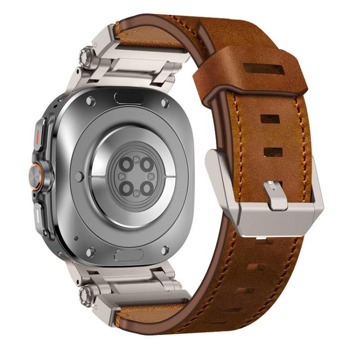 Boom of Sweden - Galaxy Watch Ultra (47mm) Armband Titanium Äkta Läder - Brun