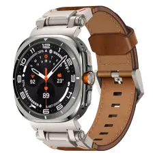 Boom of Sweden - Galaxy Watch Ultra (47mm) Armband Titanium Äkta Läder - Brun