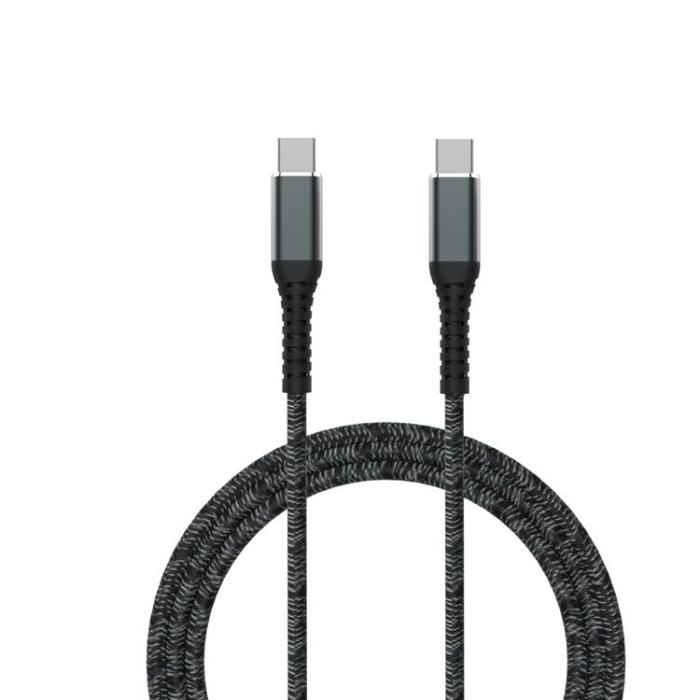 QUALO - QUALO USB-C till USB-C Kabel 3A 1m Återvinning QRC-CC-01 - Svart