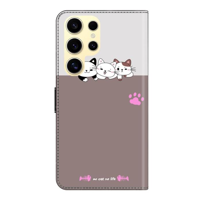 OEM - Samsung Galaxy S26 Ultra Fodral Ställbart Mönstertryck Konstläder - Katter