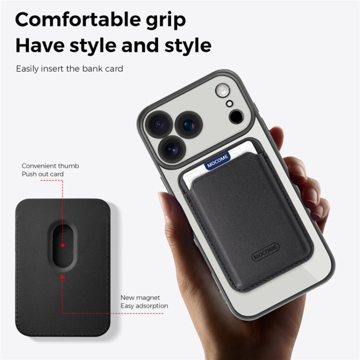 A-One Brand - iPhone 17 Pro Max Mobilskal MagSafe Korthållare TPU+PC - Svart
