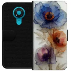 Gustaf - Pl&aring;nboksfodral till Nokia 3.4 med Silkesblommor
