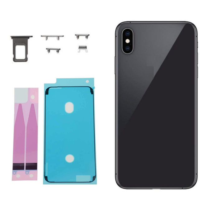 UTGATT1 - iPhone XS Max Komplett Baksida i Glas med Ram - Svart