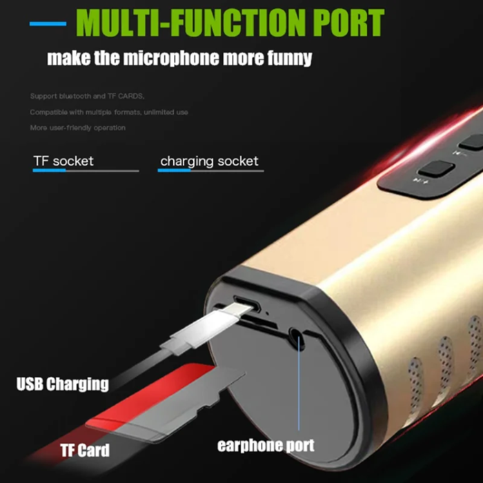 OEM - 2in1 Trådlös Mikrofon Bluetooth Högtalare Karaoke K6 - Silver