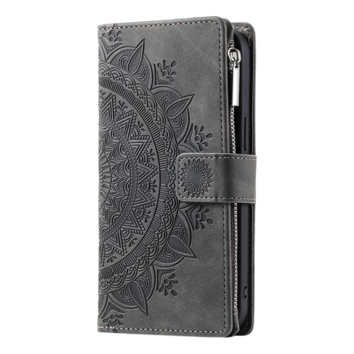 A-One Brand - Galaxy A34 5G Plånboksfodral Mandala Flower Imprinted - Svart