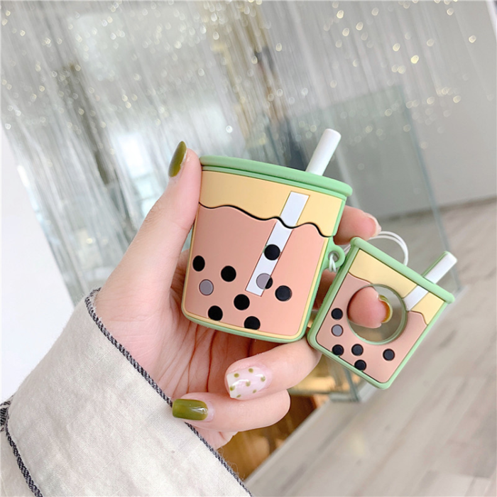 OEM - AirPods 1/2 Skal Boba Milk Tea Silikon - Beige