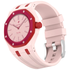 A-One Brand - Swatch Royal Pop Silikonarmband med Integrerat Skyddsskal - Rosa/R&ouml;d